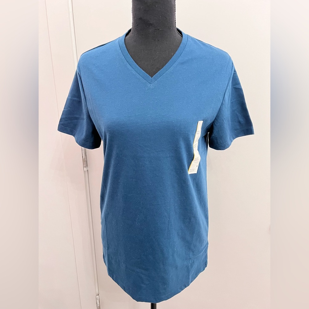 Women Blue V-Neck T-Shirt